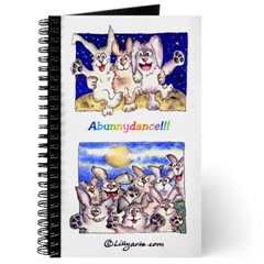 Blank Writing Journal  with Cartoon Bunnu Rabbit Art on Cover-  Full Moon Bunnies