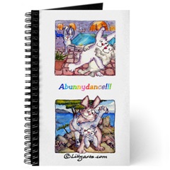 Blank Writing Journal  with Cartoon Bunnu Rabbit Art on Cover- Dancing Dip Bunnies
