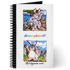 Blank Writing Journal  with Cartoon Bunnu Rabbit Art on Cover- San Diego Lapin Bunnies